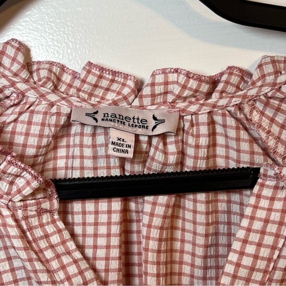 #71 NANETTE LEPORE PINK CHECKED GINGHAM STYLE TOP $58 - Picture 4 of 5
